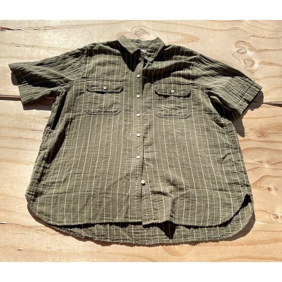 Madewell Button Down Short Sleeve Shirt‎ Men's Fashion Quality Green Sz. XL - Picture 1 of 8